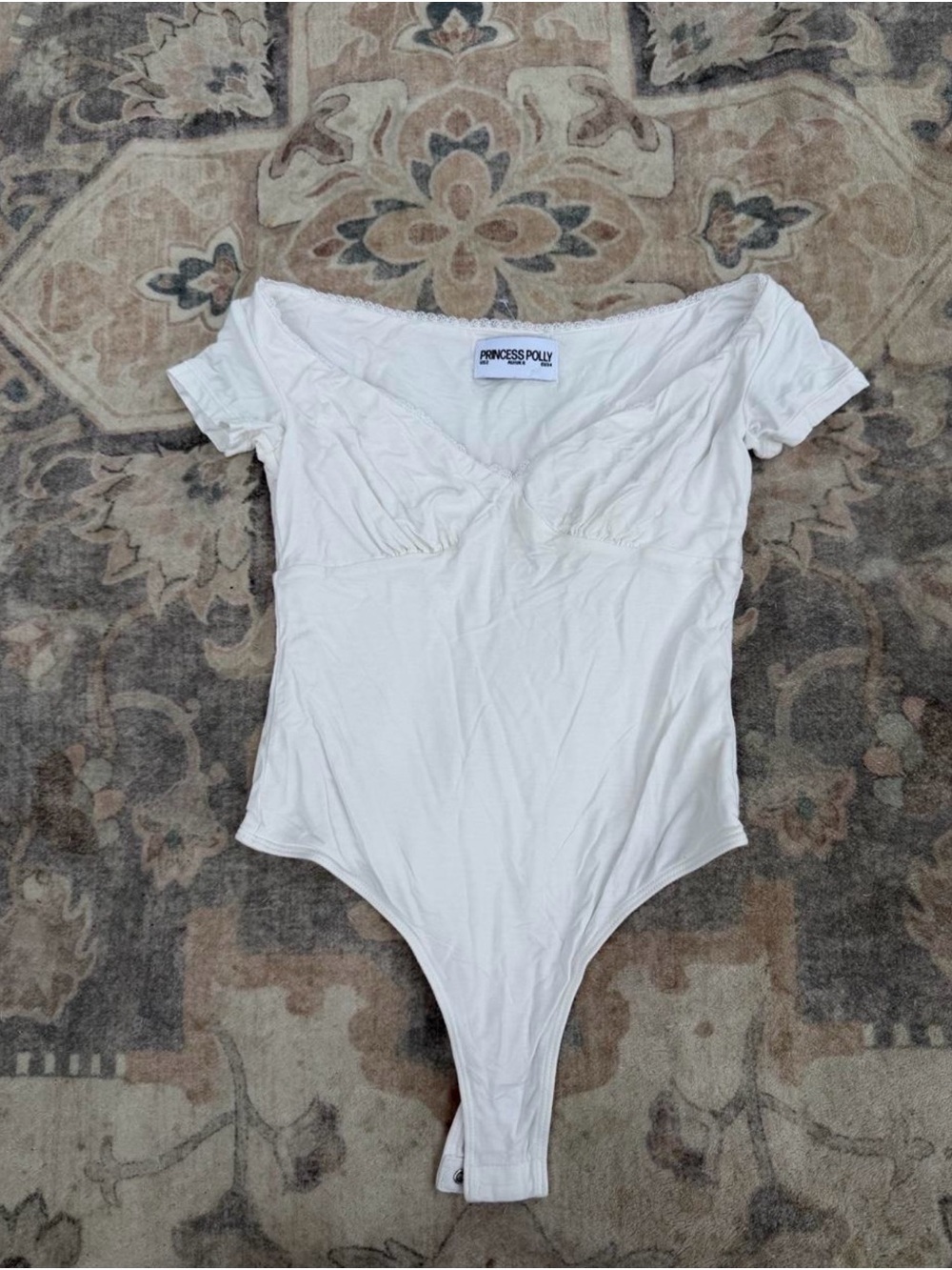 Princess Polly Cream Off-Shoulder Sweetheart Bodysuit